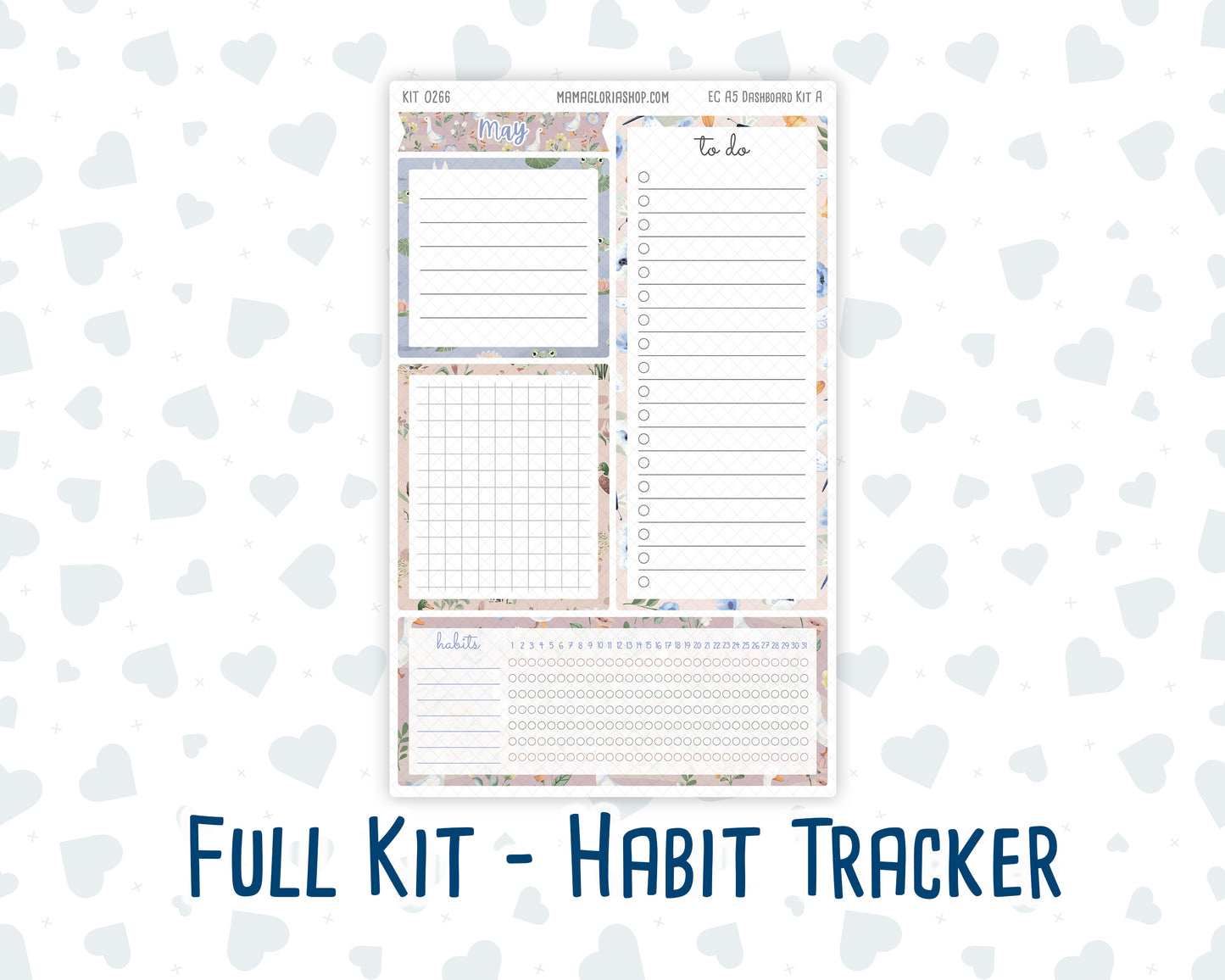 Kit 0266 - A5 - EC Notes Pages - Dashboard Kit | Productivity Page - May - Froggy Lake Picnic