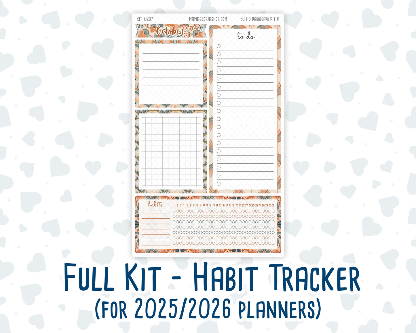 Kit 0237 - A5 - EC Notes Pages - October -Forest Falk - Dashboard Kit | Productivity Page