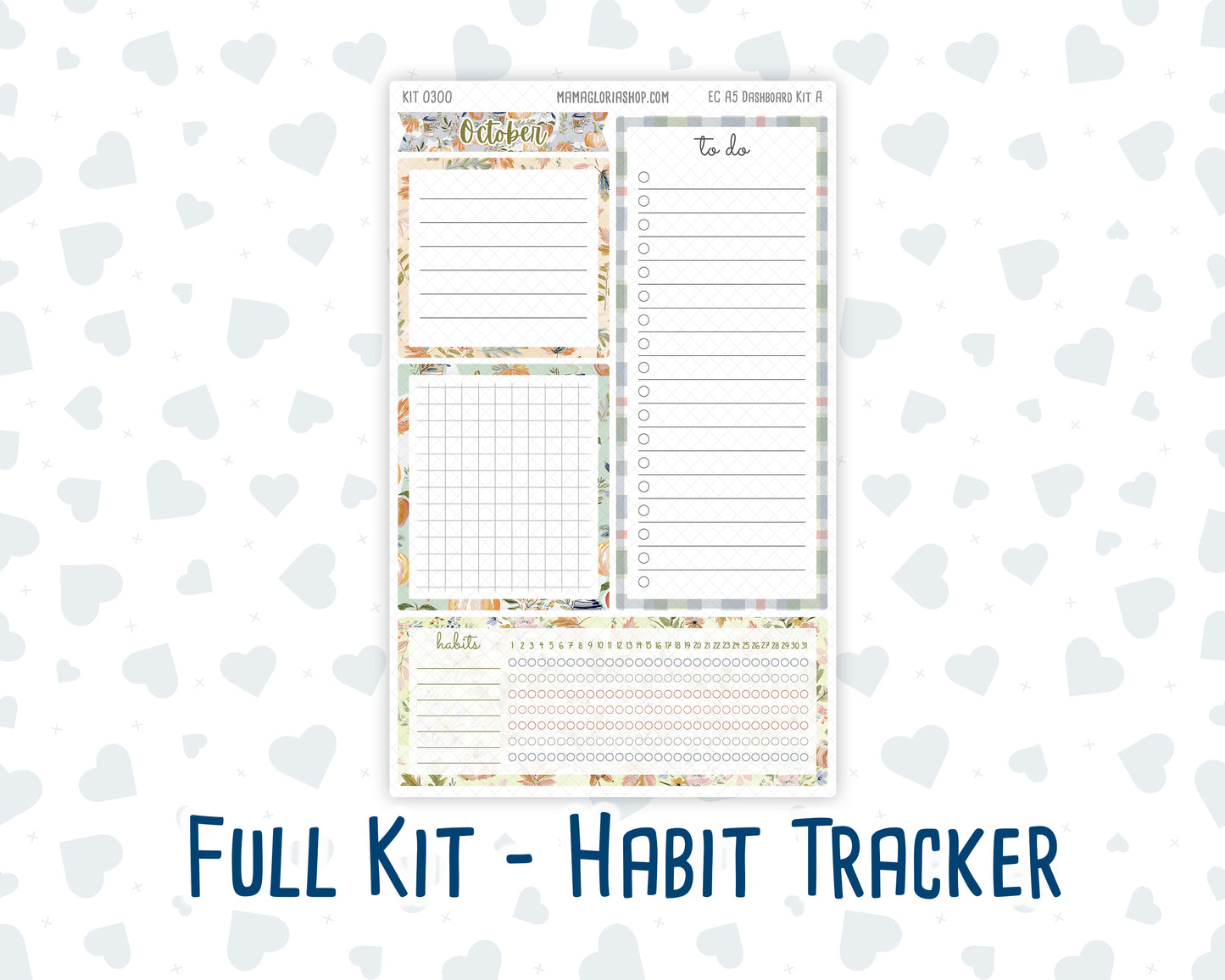 Kit 0300 - A5 - EC Notes Pages - Dashboard Kit | Productivity Page - October - Autumn Stroll