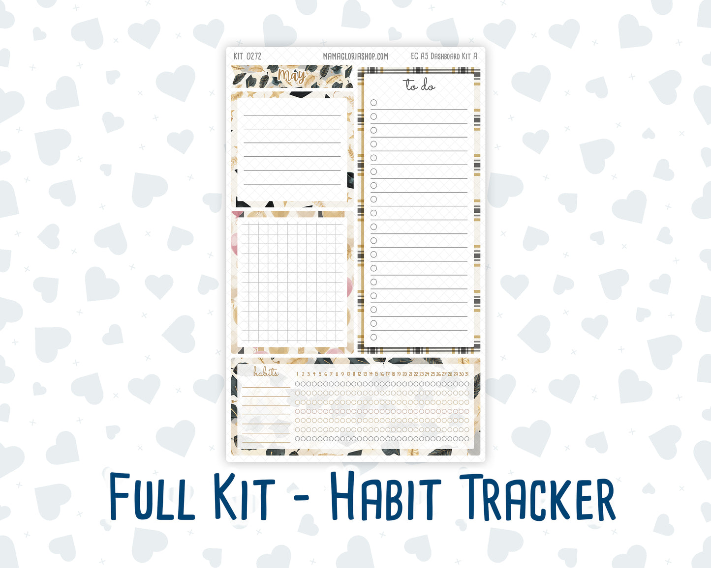 Kit 0272 - A5 - EC Notes Pages - Dashboard Kit | Productivity Page - May - Graduation