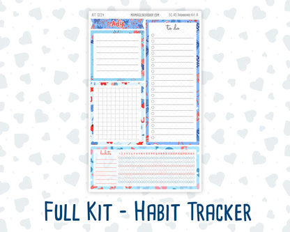 Kit 0224 - A5 - EC Notes Pages - July - Patriotic Parade - Dashboard Kit | Productivity Page