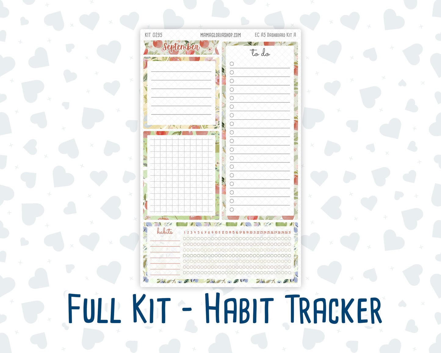 Kit 0295 - A5 - EC Notes Pages - Dashboard Kit | Productivity Page - September - Apple Harvest