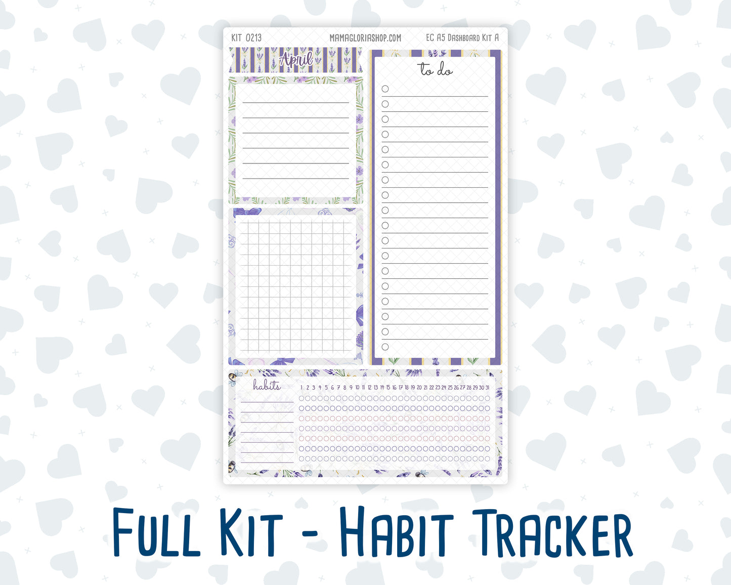 Kit 0213 - A5 - EC Notes Pages - April - Provence - Dashboard Kit | Productivity Page