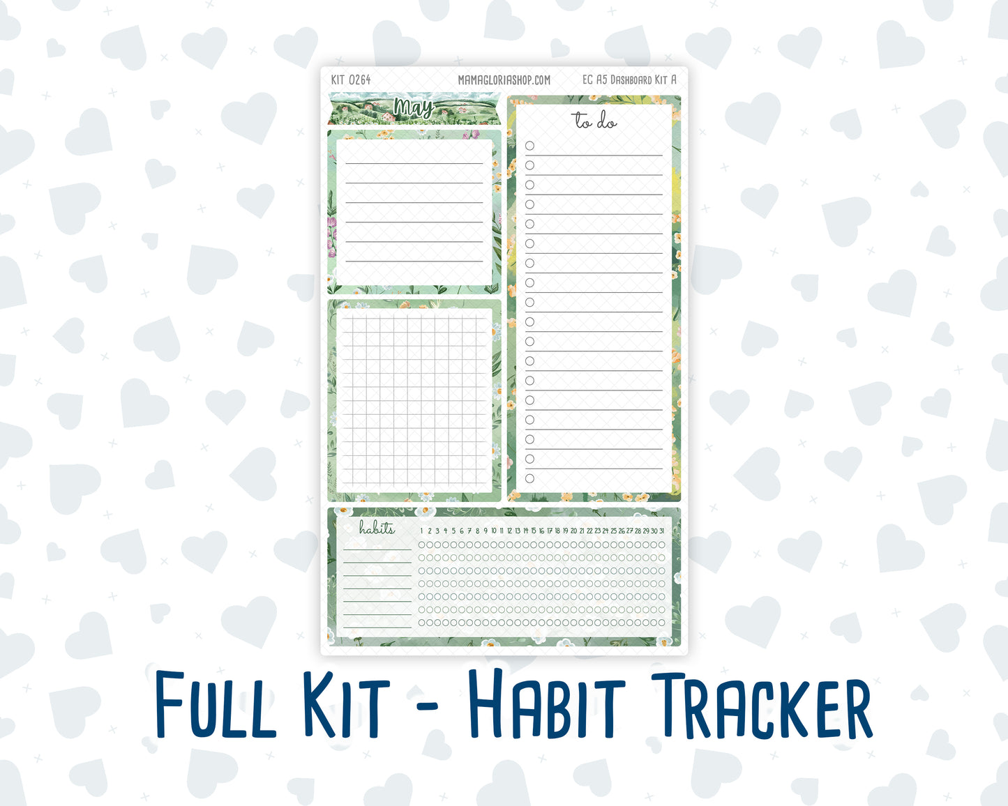 Kit 0264 - A5 - EC Notes Pages - Dashboard Kit | Productivity Page - May - Spring Walk