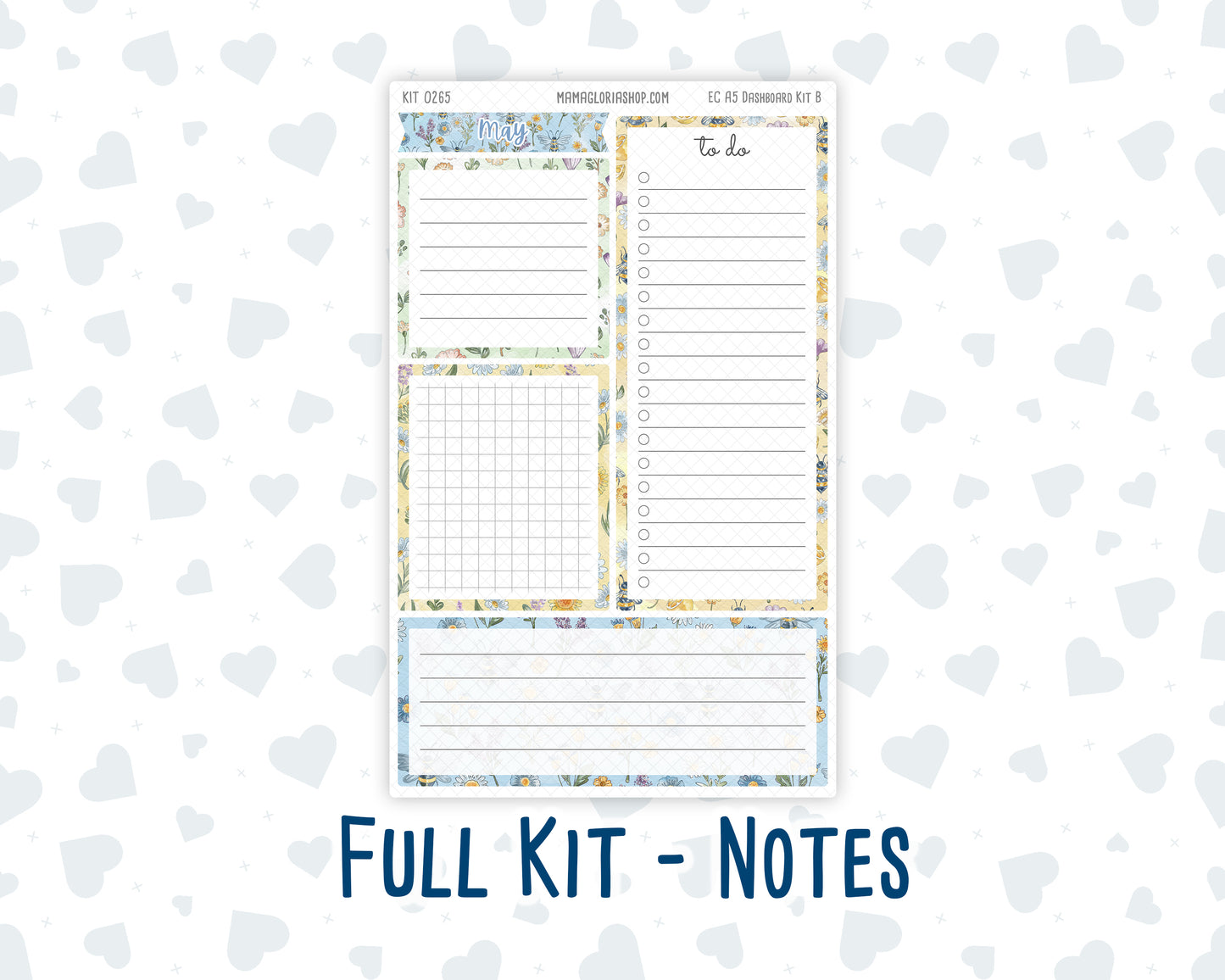 Kit 0265 - A5 - EC Notes Pages - Dashboard Kit | Productivity Page - May - Honeybee Sky