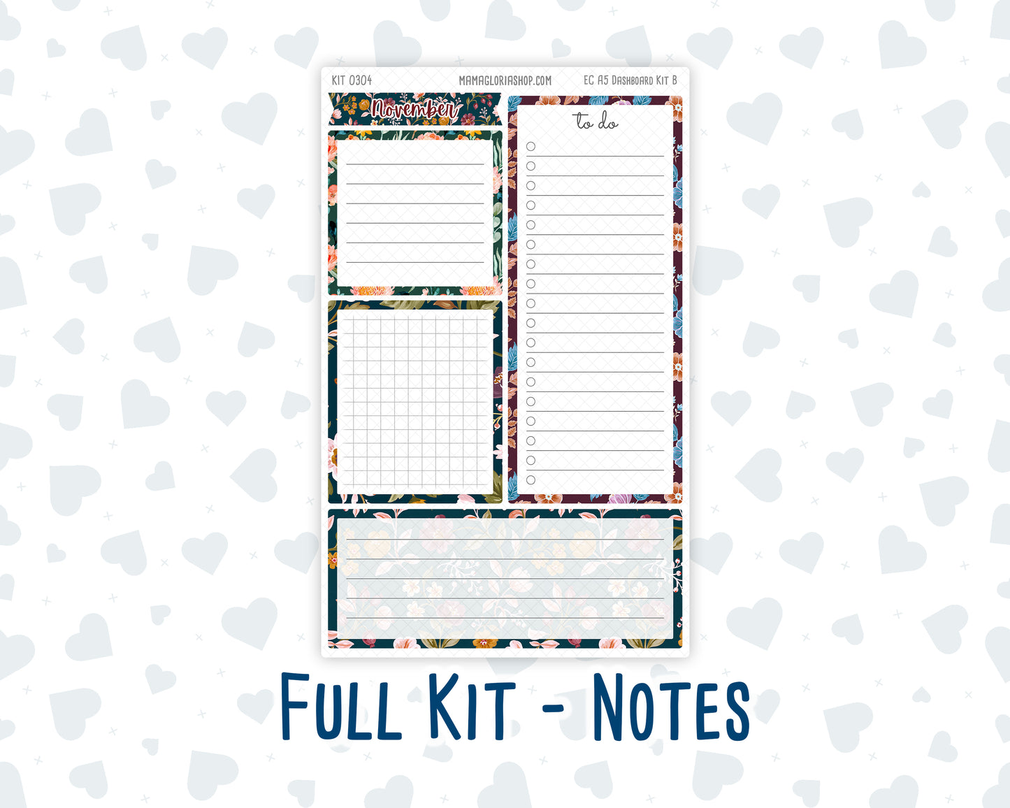 Kit 0304 - A5 - EC Notes Pages - Dashboard Kit | Productivity Page - November - Autumn In Bloom