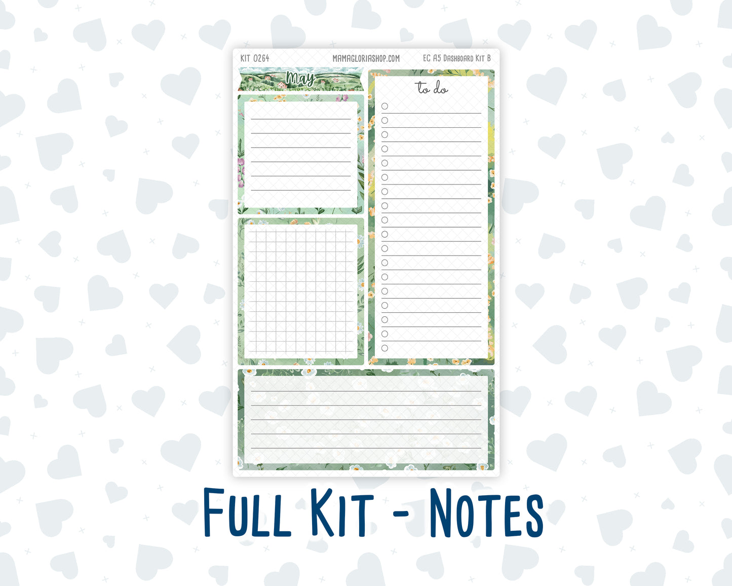 Kit 0264 - A5 - EC Notes Pages - Dashboard Kit | Productivity Page - May - Spring Walk