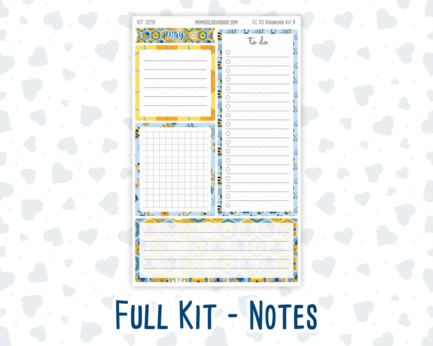 Kit 0219 - A5 - EC Notes Pages - May - Bee's Business - Dashboard Kit | Productivity Page