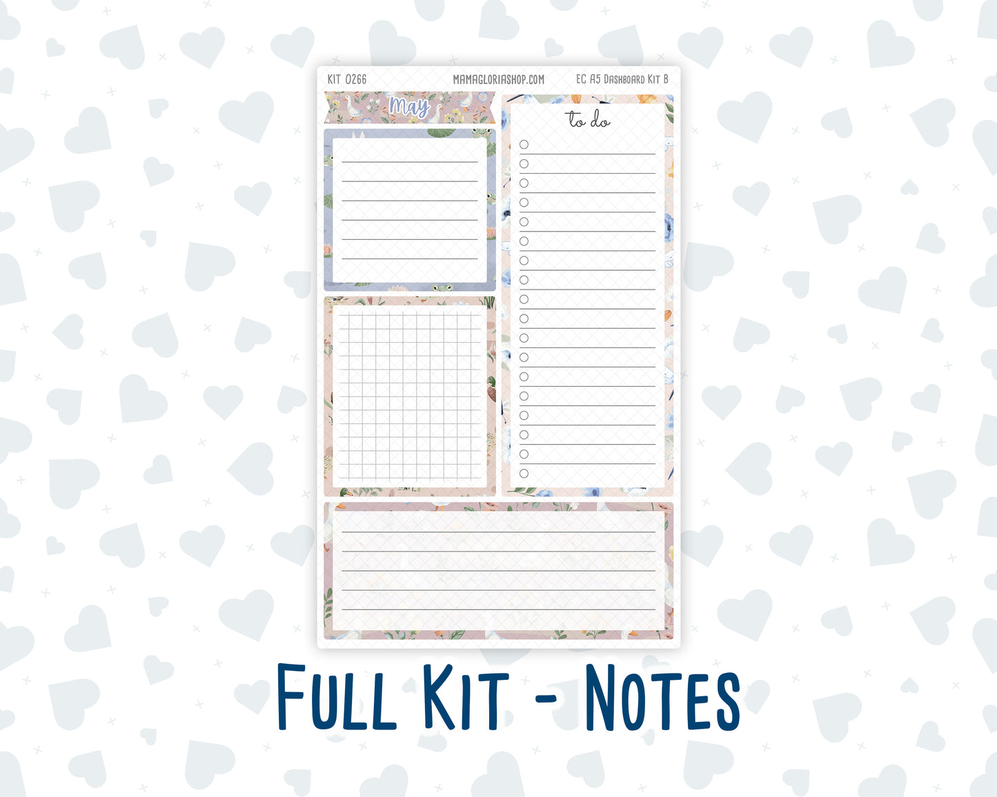 Kit 0266 - A5 - EC Notes Pages - Dashboard Kit | Productivity Page - May - Froggy Lake Picnic