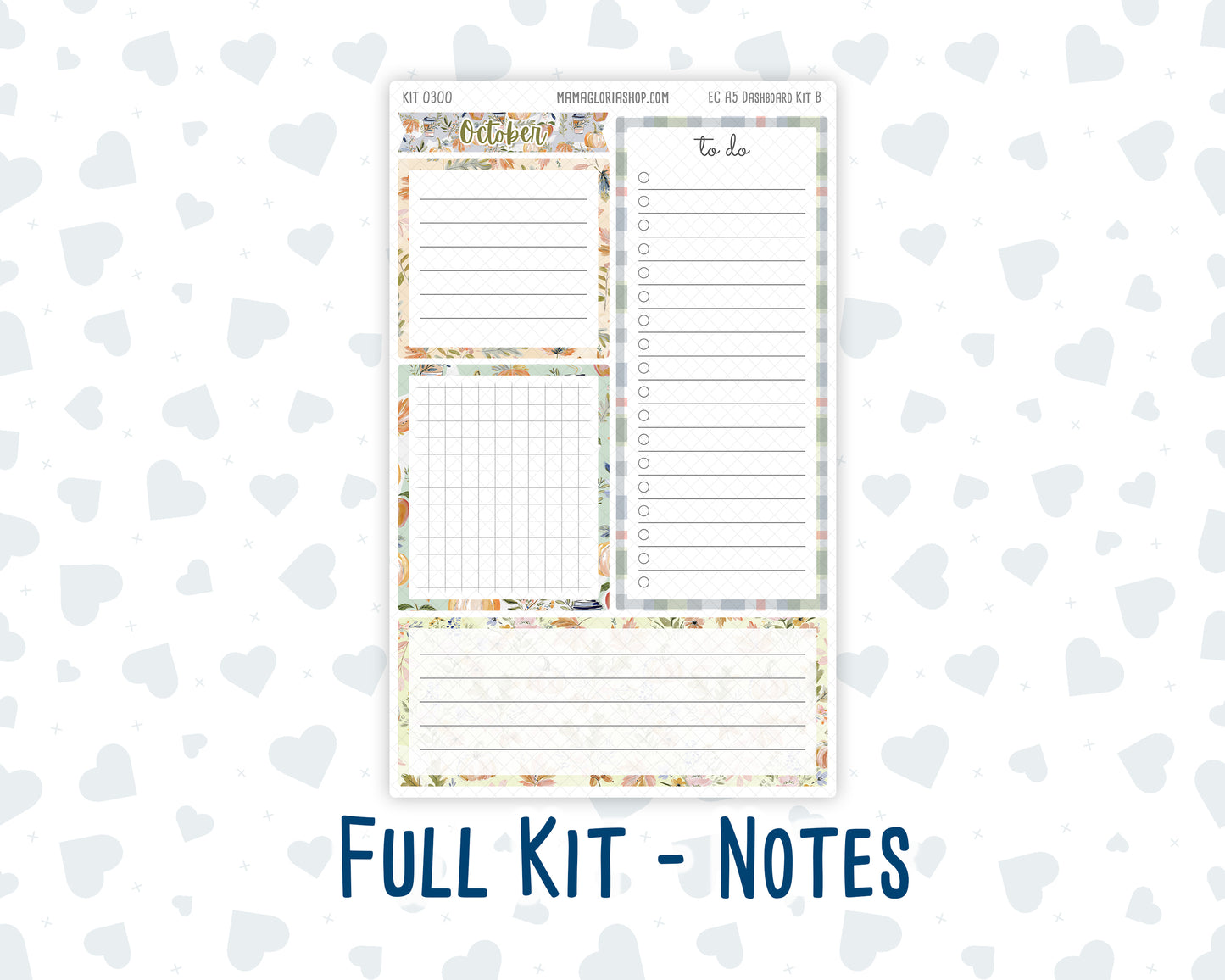 Kit 0300 - A5 - EC Notes Pages - Dashboard Kit | Productivity Page - October - Autumn Stroll
