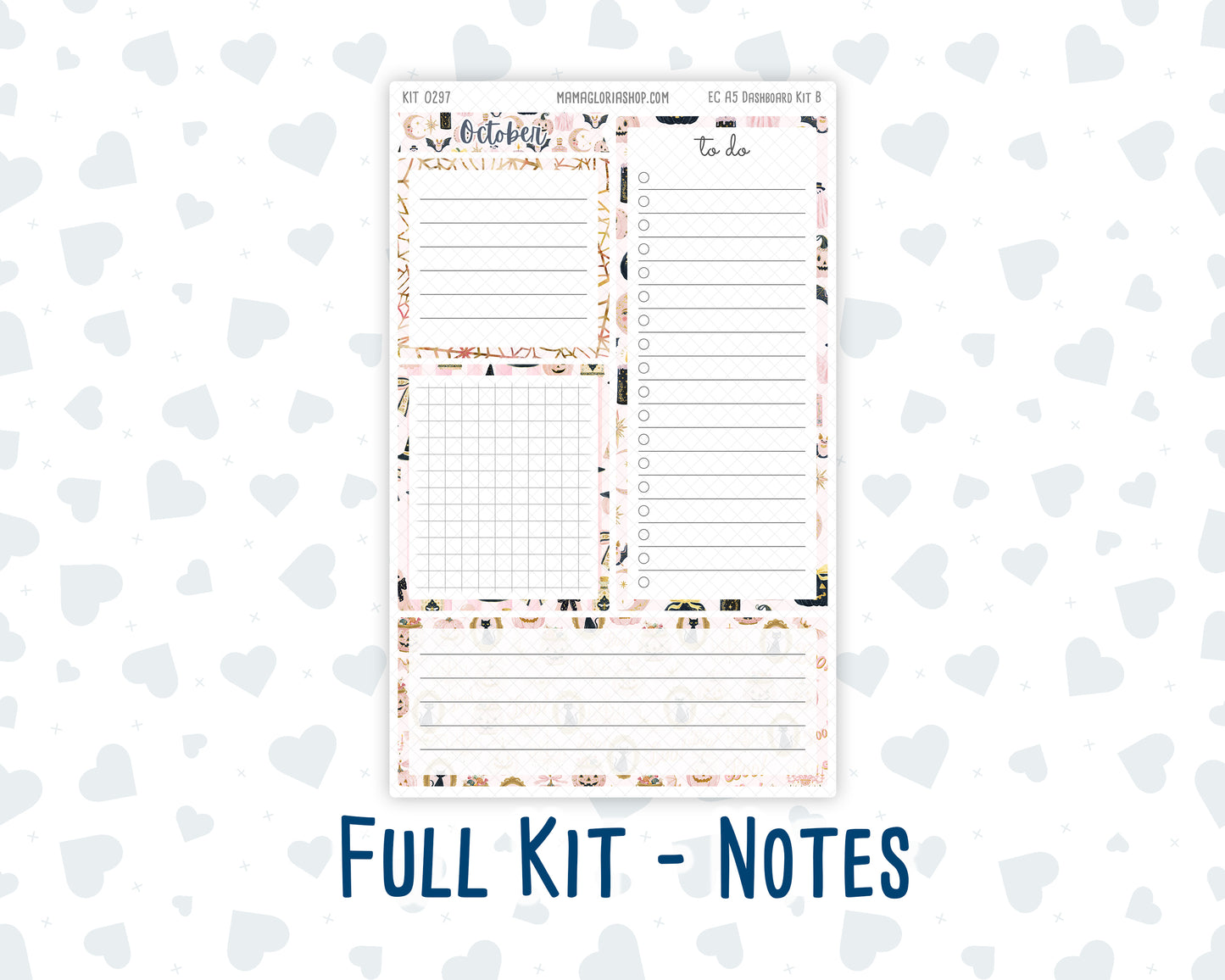 Kit 0297 - A5 - EC Notes Pages - Dashboard Kit | Productivity Page - October - Pink Spell