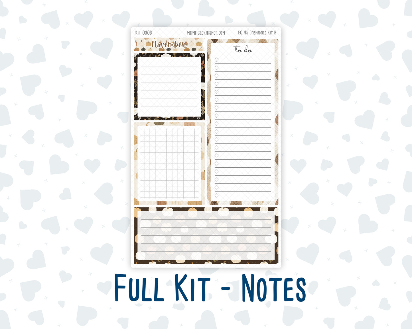 Kit 0303 - A5 - EC Notes Pages - Dashboard Kit | Productivity Page - November - Into The Woods