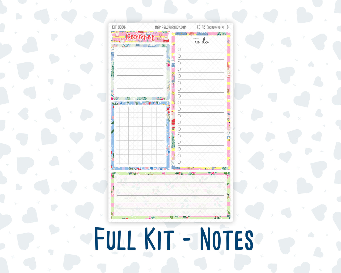 Kit 0306 - A5 - EC Notes Pages - Dashboard Kit | Productivity Page - December - Jolly Mischief