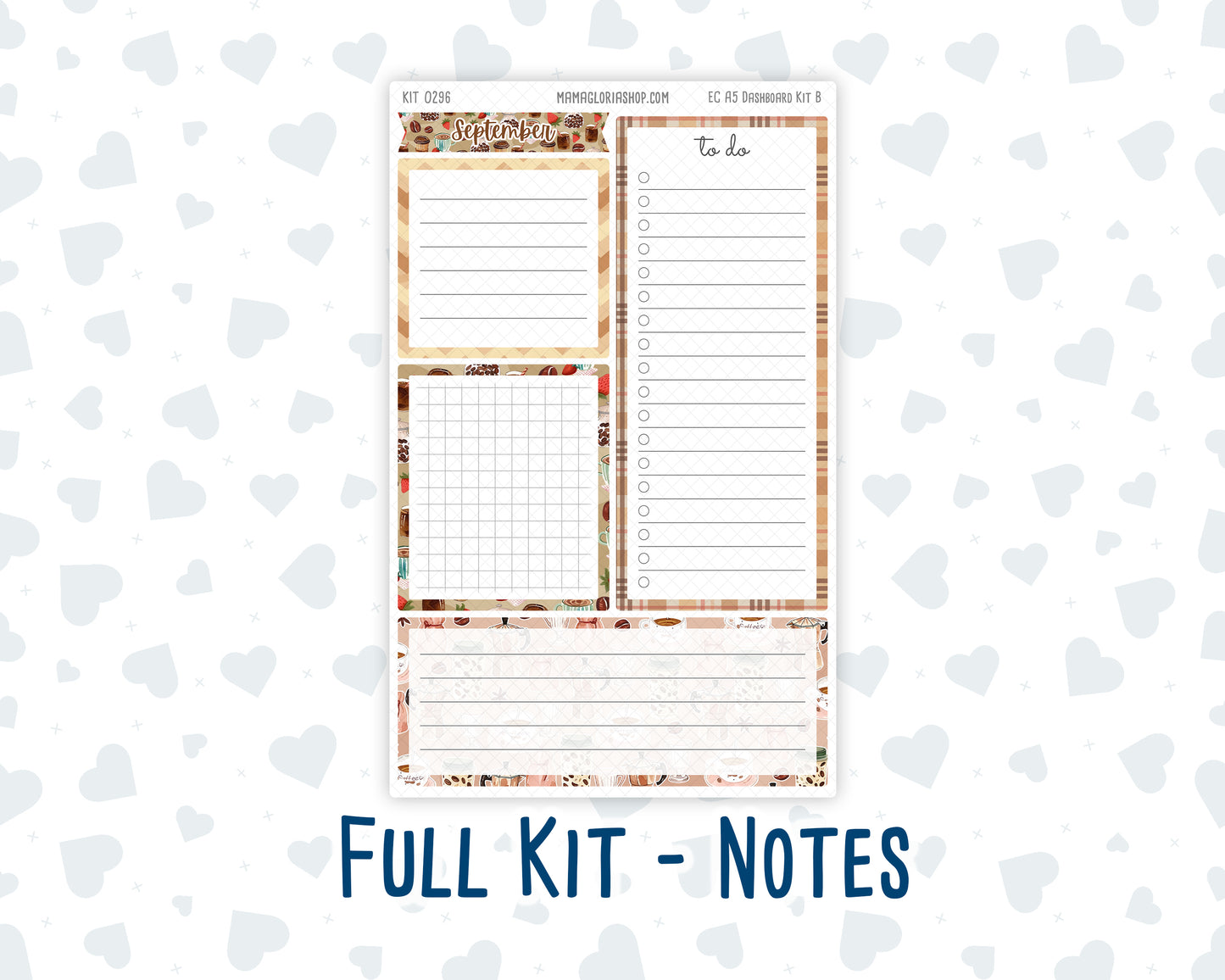 Kit 0296 - A5 - EC Notes Pages - Dashboard Kit | Productivity Page - September - Coffee Break