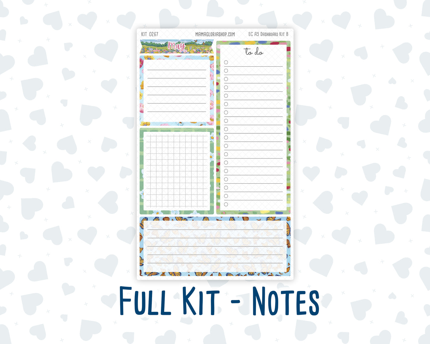 Kit 0267 - A5 - EC Notes Pages - Dashboard Kit | Productivity Page - May - Flowers For Mama