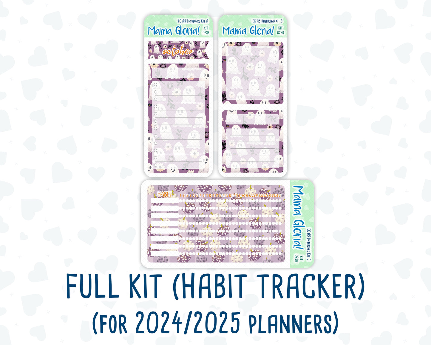 Kit 0236 - A5 - EC Notes Pages - October -Sweet & Spooky - Dashboard Kit | Productivity Page