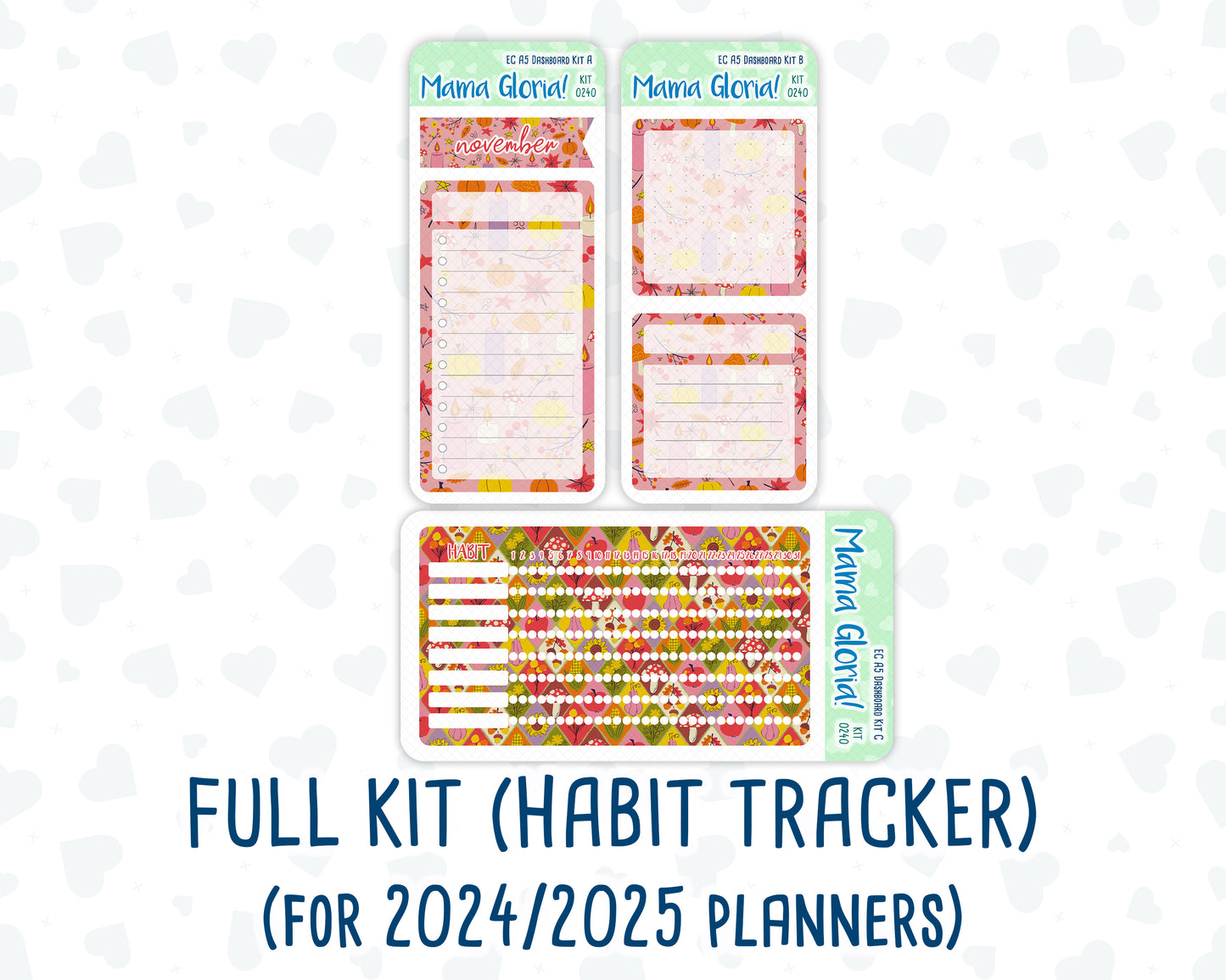 Kit 0240- A5 - EC Notes Pages - November -Cozy Thanksgiving - Dashboard Kit | Productivity Page