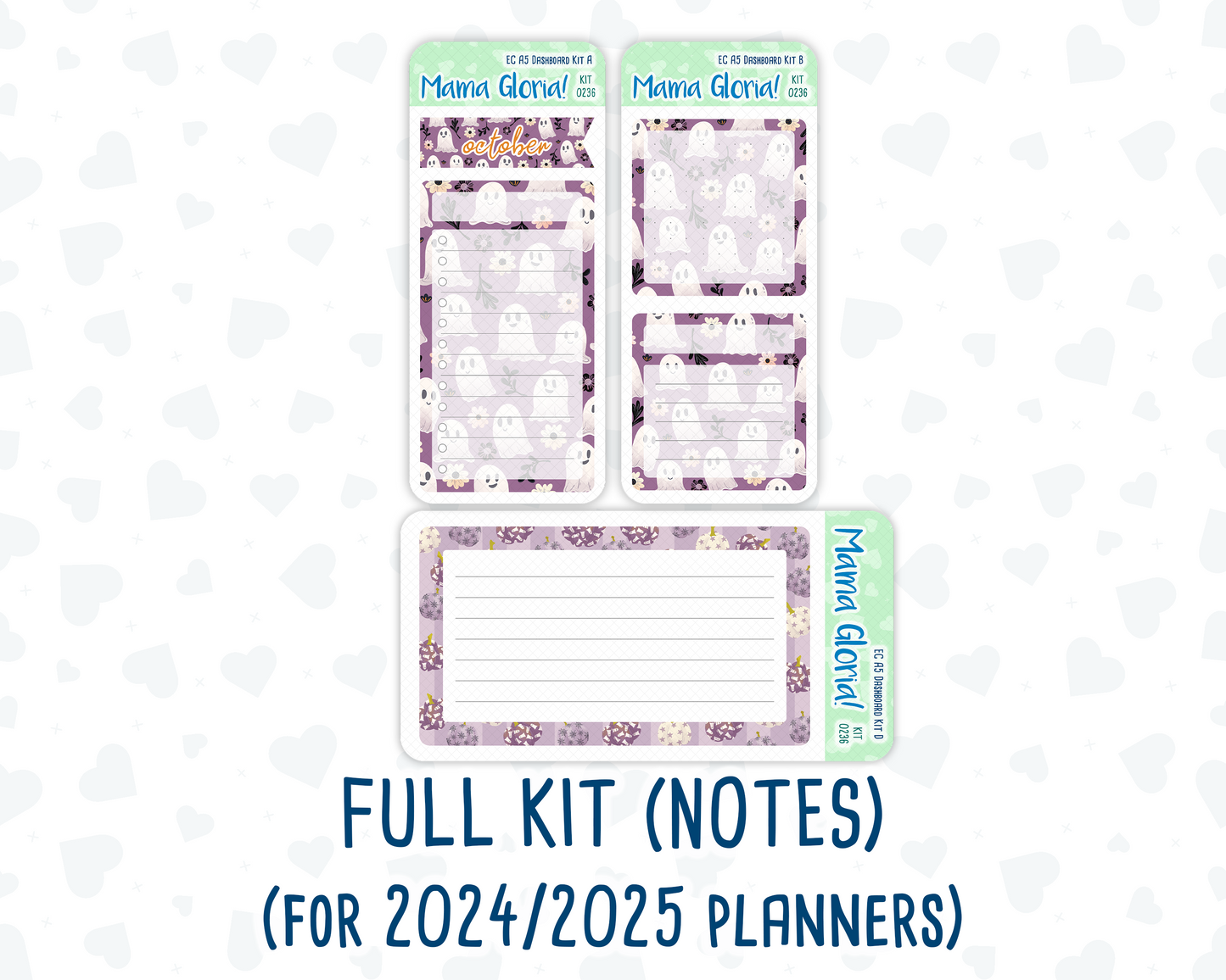 Kit 0236 - A5 - EC Notes Pages - October -Sweet & Spooky - Dashboard Kit | Productivity Page