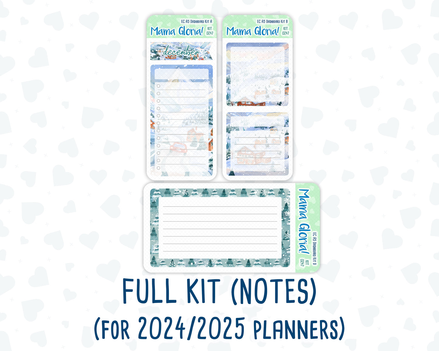 Kit 0247- A5 - EC Notes Pages - December -Snow Day Adventures - Dashboard Kit | Productivity Page