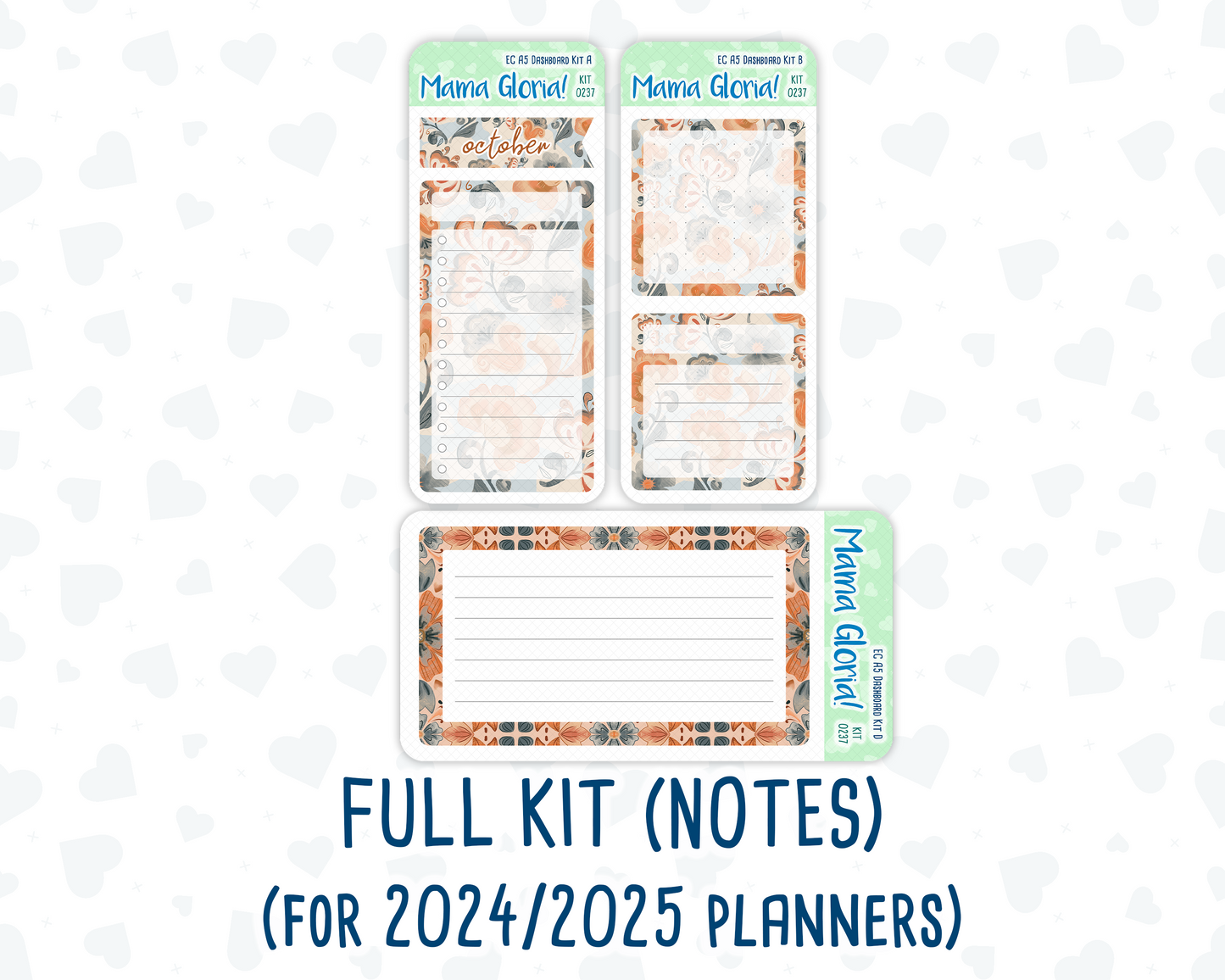 Kit 0237 - A5 - EC Notes Pages - October -Forest Falk - Dashboard Kit | Productivity Page