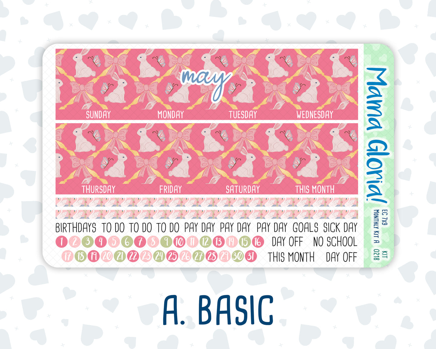 Kit 0218- 7x9 - Monthly - Mother's Love- May- For EC Planners