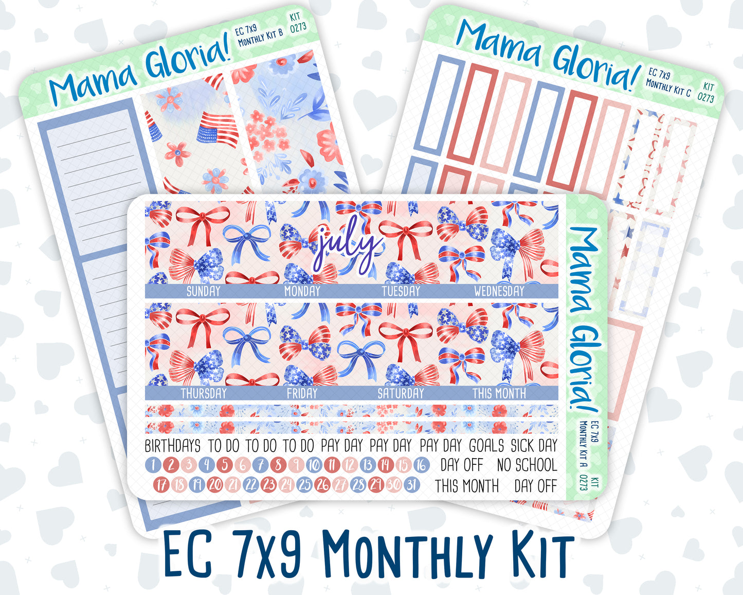 Kit 0273 - 7x9 - EC Monthly Kit - July - Americana In Bloom