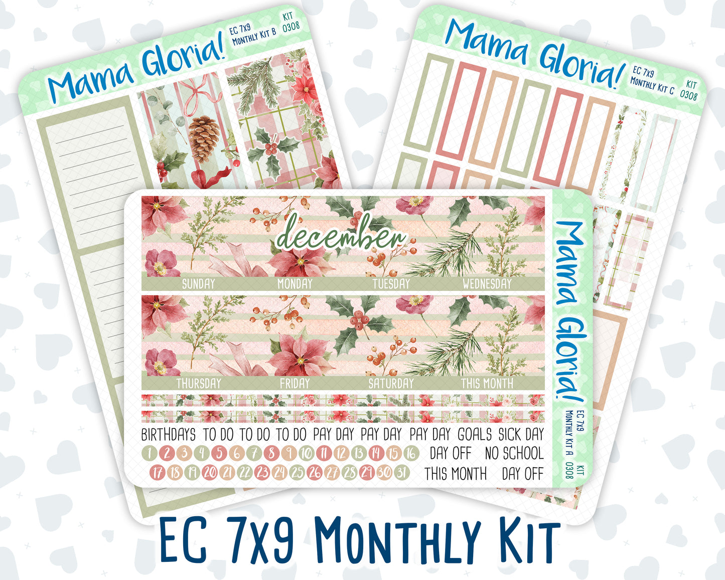 Kit 0308 - 7x9 - EC Monthly Kit - December - Knit & Holly