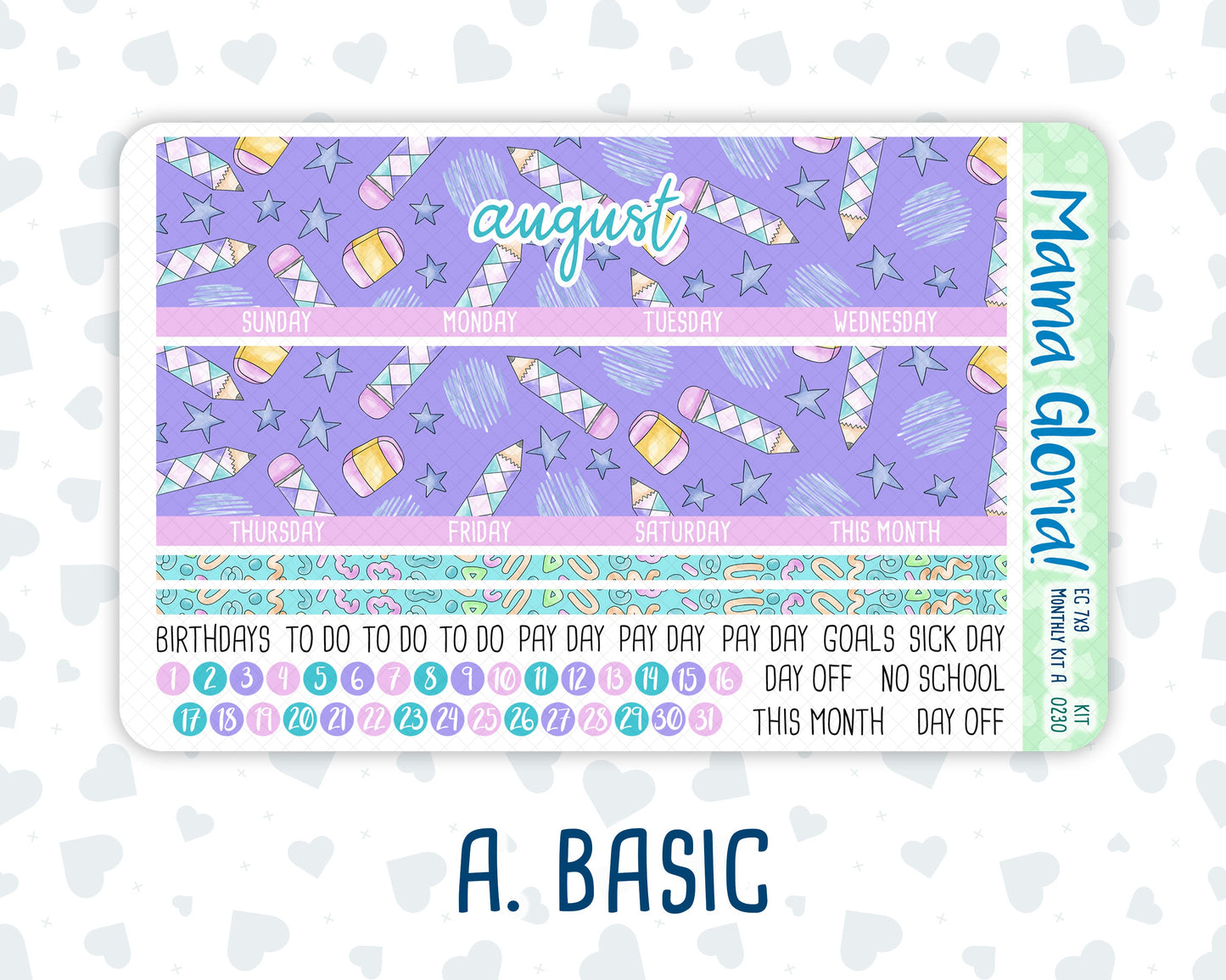 Kit 0230 - 7x9 - EC Monthly Kit - August - School Daze