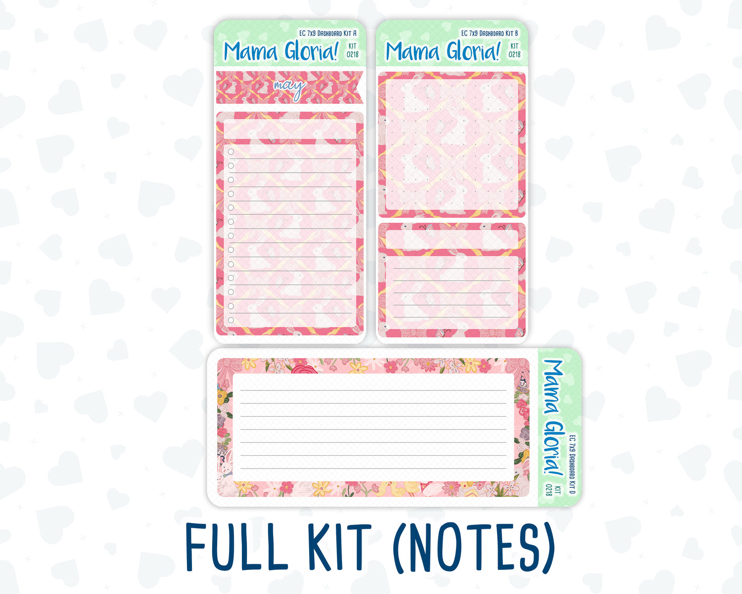 Kit 0218- 7x9 - Mother's Love- May-  Notes Pages - Dashboard Kit - Productivity Page