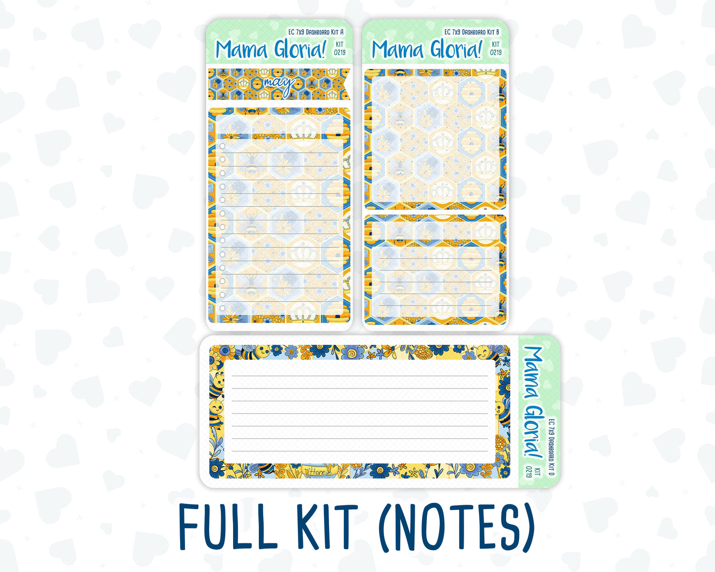 Kit 0219- 7x9 - Bee's Business- May-  Notes Pages - Dashboard Kit - Productivity Page