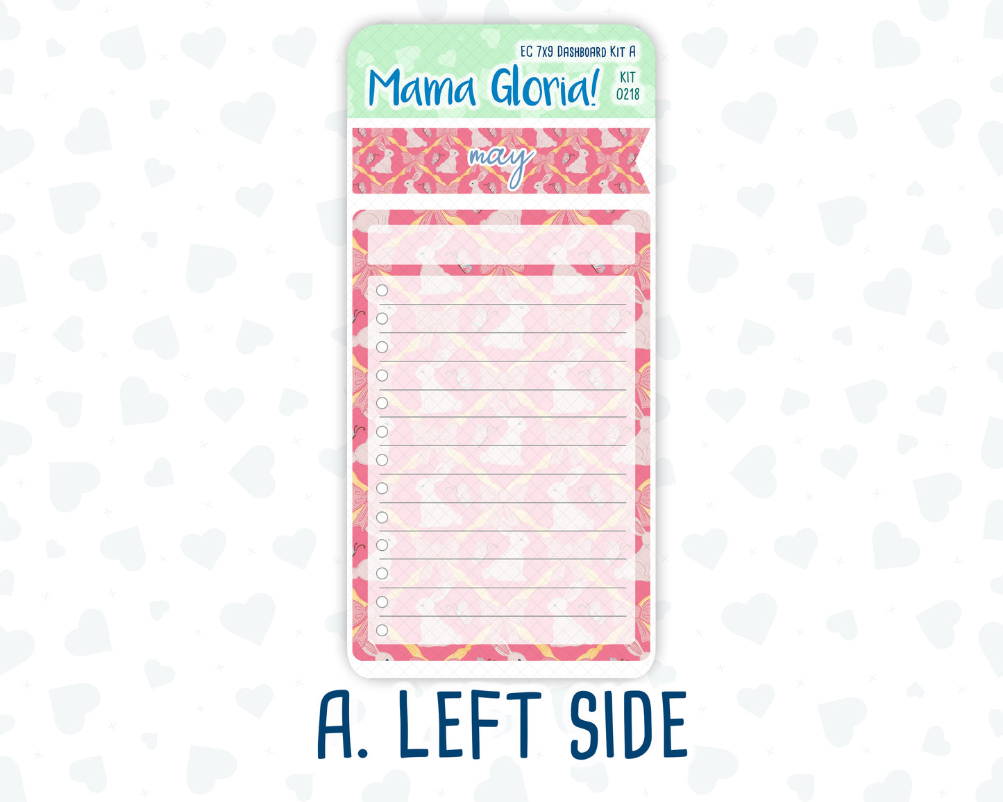 Kit 0218- 7x9 - Mother's Love- May-  Notes Pages - Dashboard Kit - Productivity Page