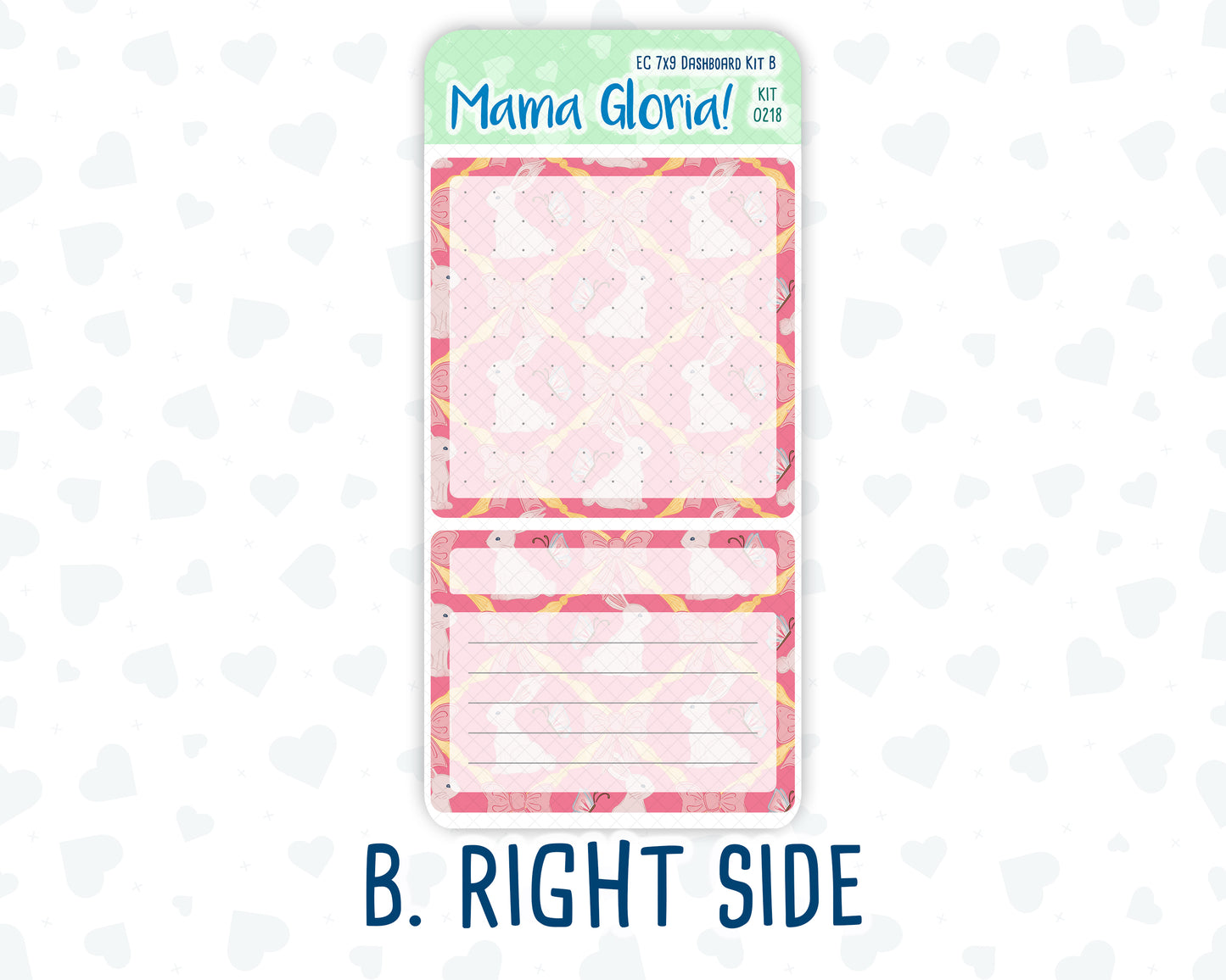 Kit 0218- 7x9 - Mother's Love- May-  Notes Pages - Dashboard Kit - Productivity Page