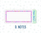 Kit 0230 - 7x9 - EC Notes Pages - August - School Daze - Dashboard Kit | Productivity Page