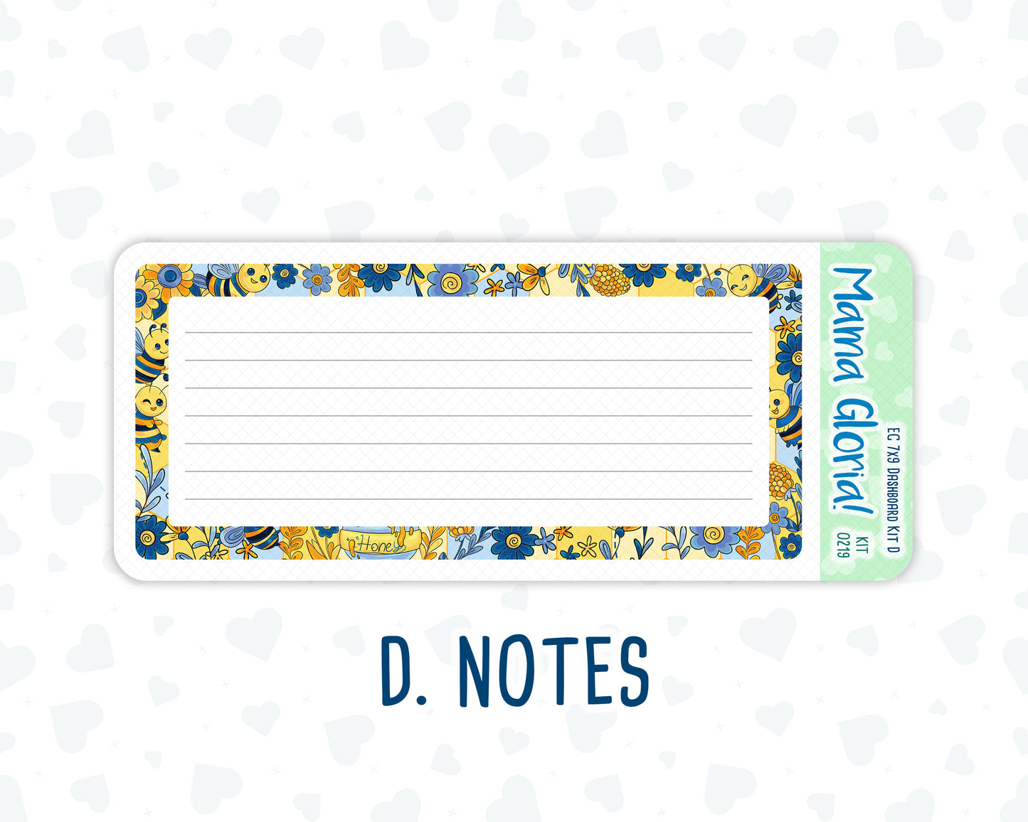 Kit 0219- 7x9 - Bee's Business- May-  Notes Pages - Dashboard Kit - Productivity Page