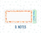 Kit 0228 - 7x9 - EC Notes Pages - August - Just Peachy - Dashboard Kit | Productivity Page