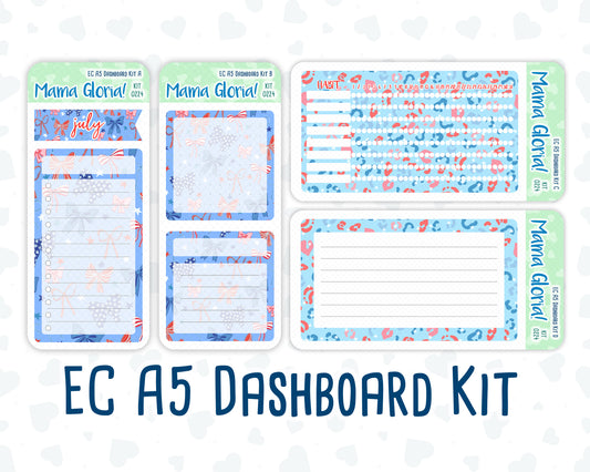 Kit 0224 - A5 - EC Notes Pages - July - Patriotic Parade - Dashboard Kit | Productivity Page
