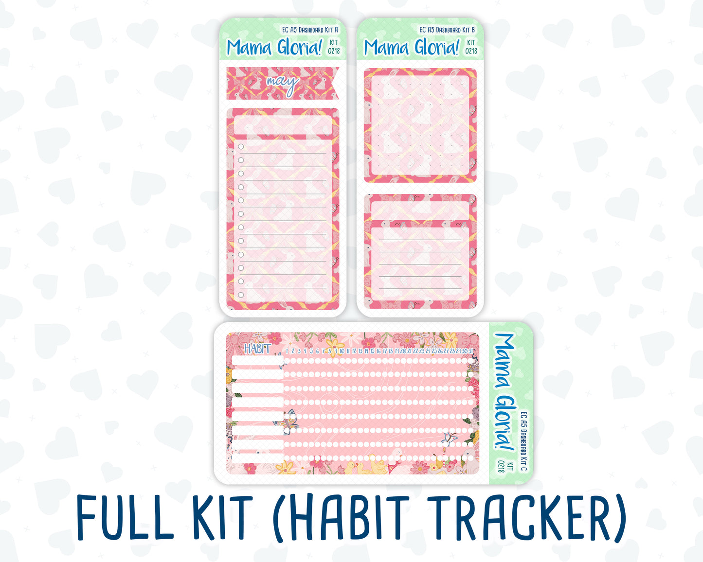 Kit 0218- A5 - Mother's Love- May- Notes Pages - Dashboard Kit - Productivity Page