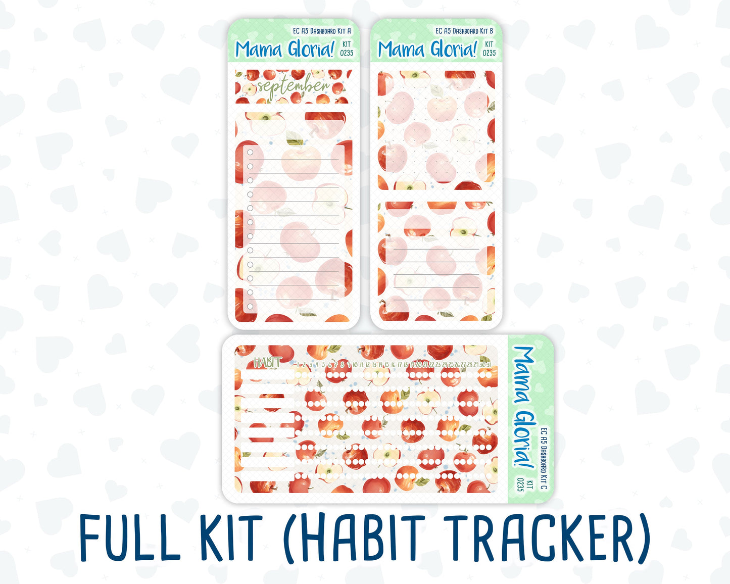 Kit 0235 - A5 - EC Notes Pages - September - Apple Orchard - Dashboard Kit | Productivity Page | 2024/2025