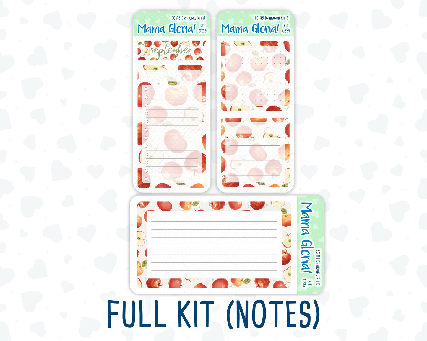 Kit 0235 - A5 - EC Notes Pages - September - Apple Orchard - Dashboard Kit | Productivity Page | 2024/2025