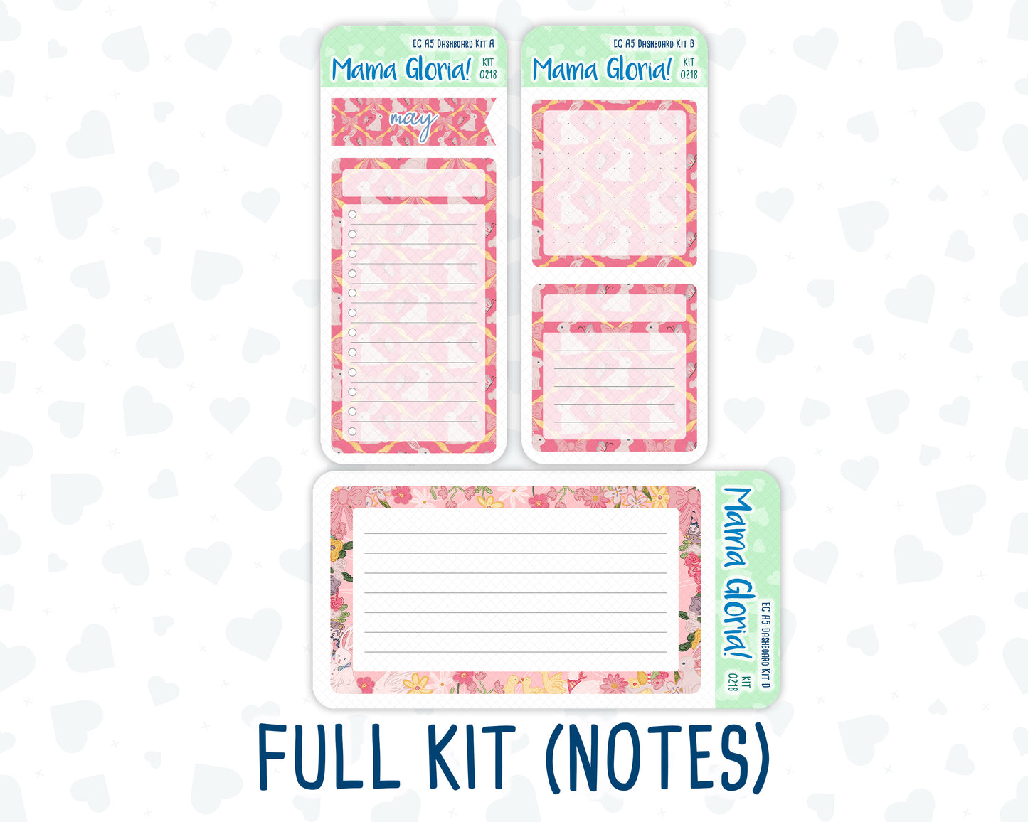 Kit 0218- A5 - Mother's Love- May- Notes Pages - Dashboard Kit - Productivity Page