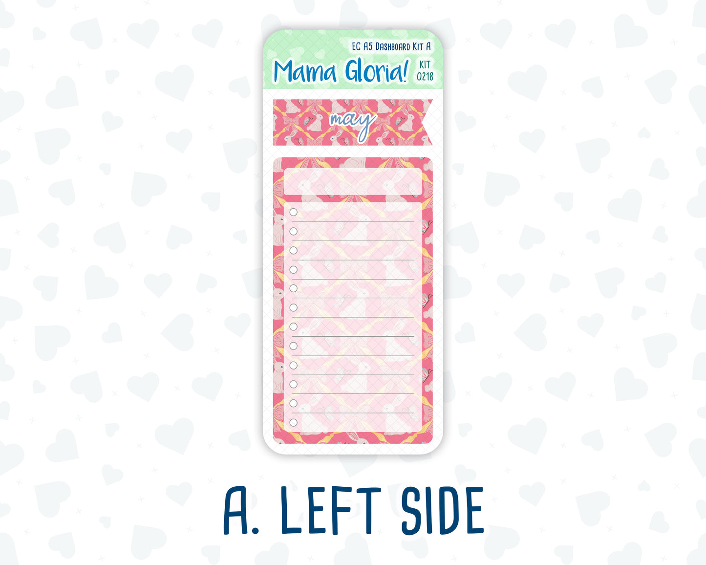 Kit 0218- A5 - Mother's Love- May- Notes Pages - Dashboard Kit - Productivity Page