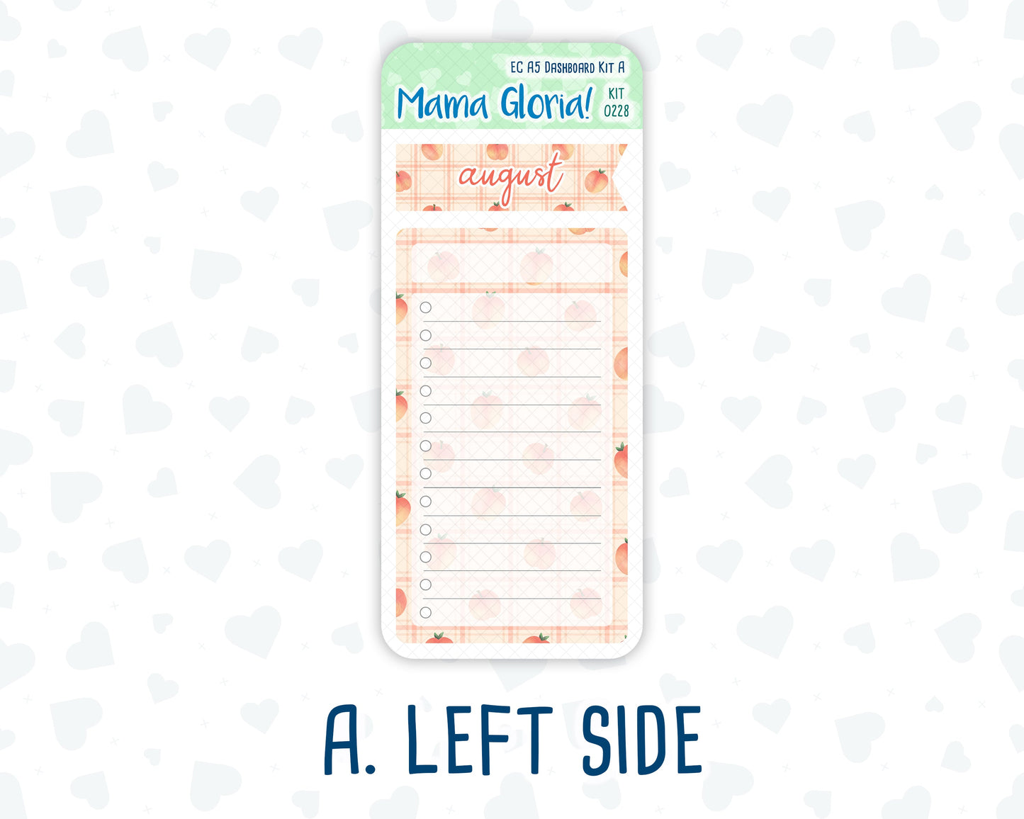 Kit 0228 - A5 - EC Notes Pages - August - Just Peachy - Dashboard Kit | Productivity Page
