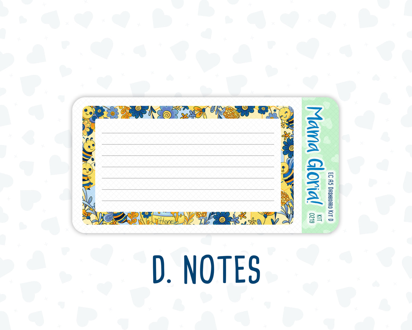 Kit 0219- A5 - Bee's Business- May- Notes Pages - Dashboard Kit - Productivity Page