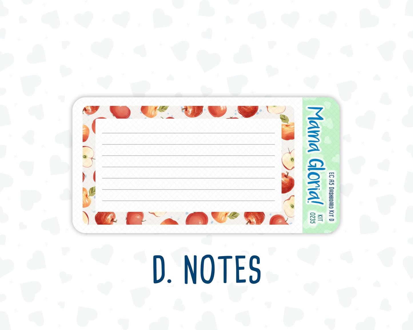 Kit 0235 - A5 - EC Notes Pages - September - Apple Orchard - Dashboard Kit | Productivity Page | 2024/2025