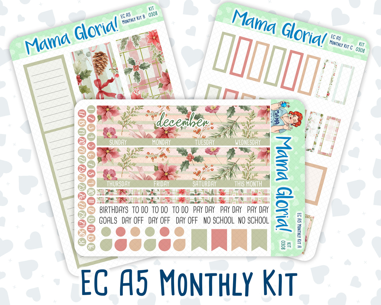 Kit 0308 - A5 - EC Monthly Kit - December - Knit & Holly