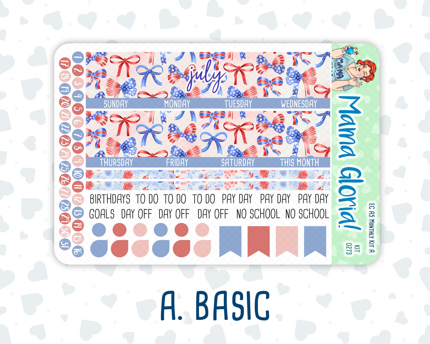 Kit 0273 - A5 - EC Monthly Kit - July - Americana In Bloom