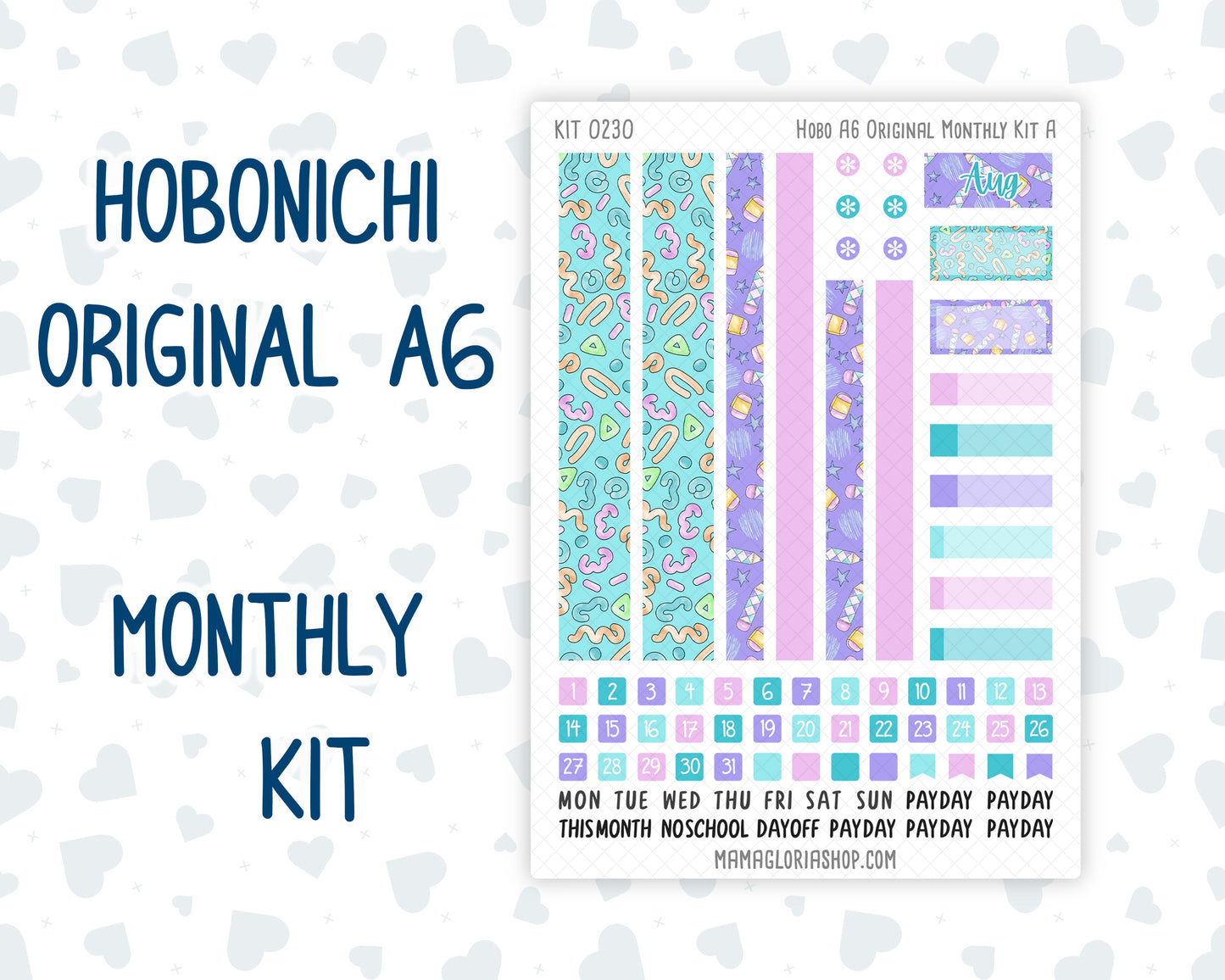 Kit 0230 - A6 Hobonichi Original - Monthly Kit - August - School Daze