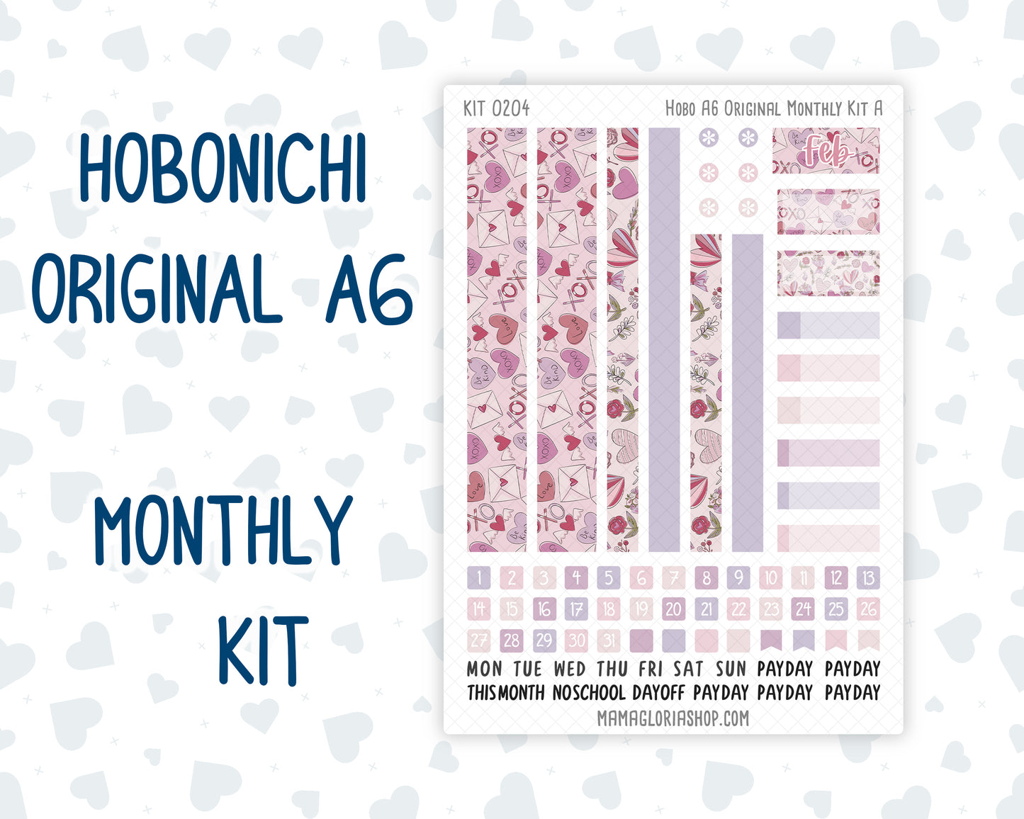 Kit 0204 A6 Hobonichi Original – Monthly - Valentine's Garden - February