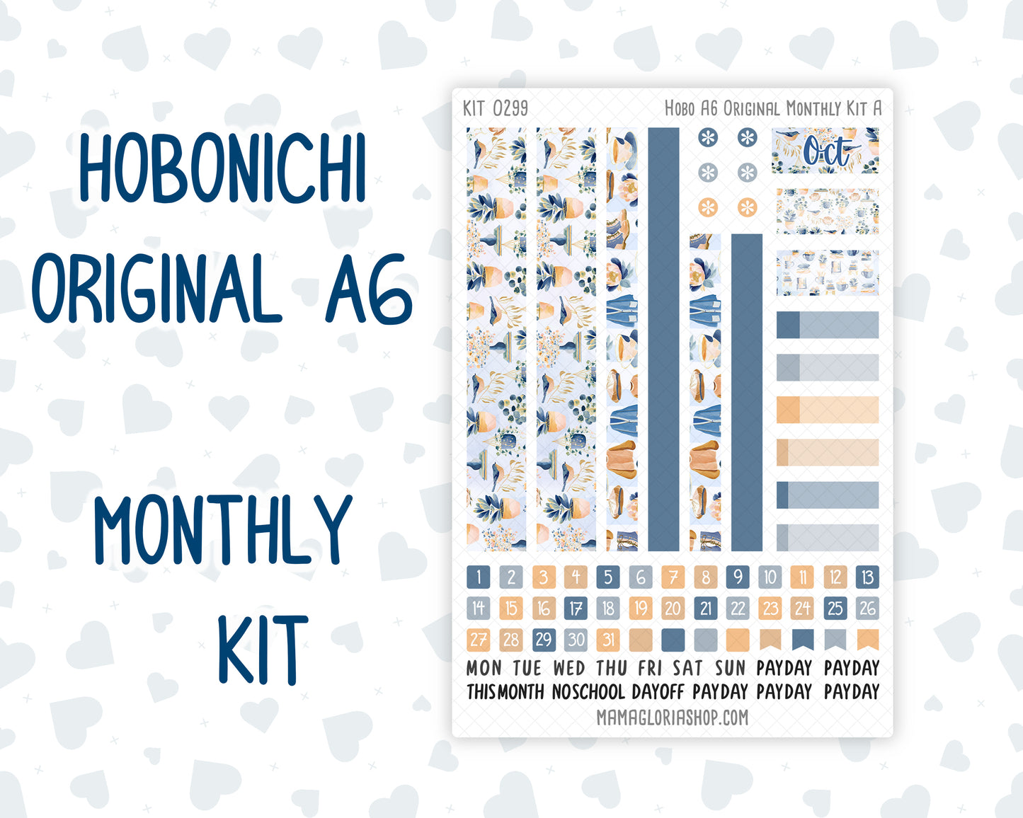 Kit 0299 - A6 Hobonichi Original - Monthly Kit - October - Book Nook