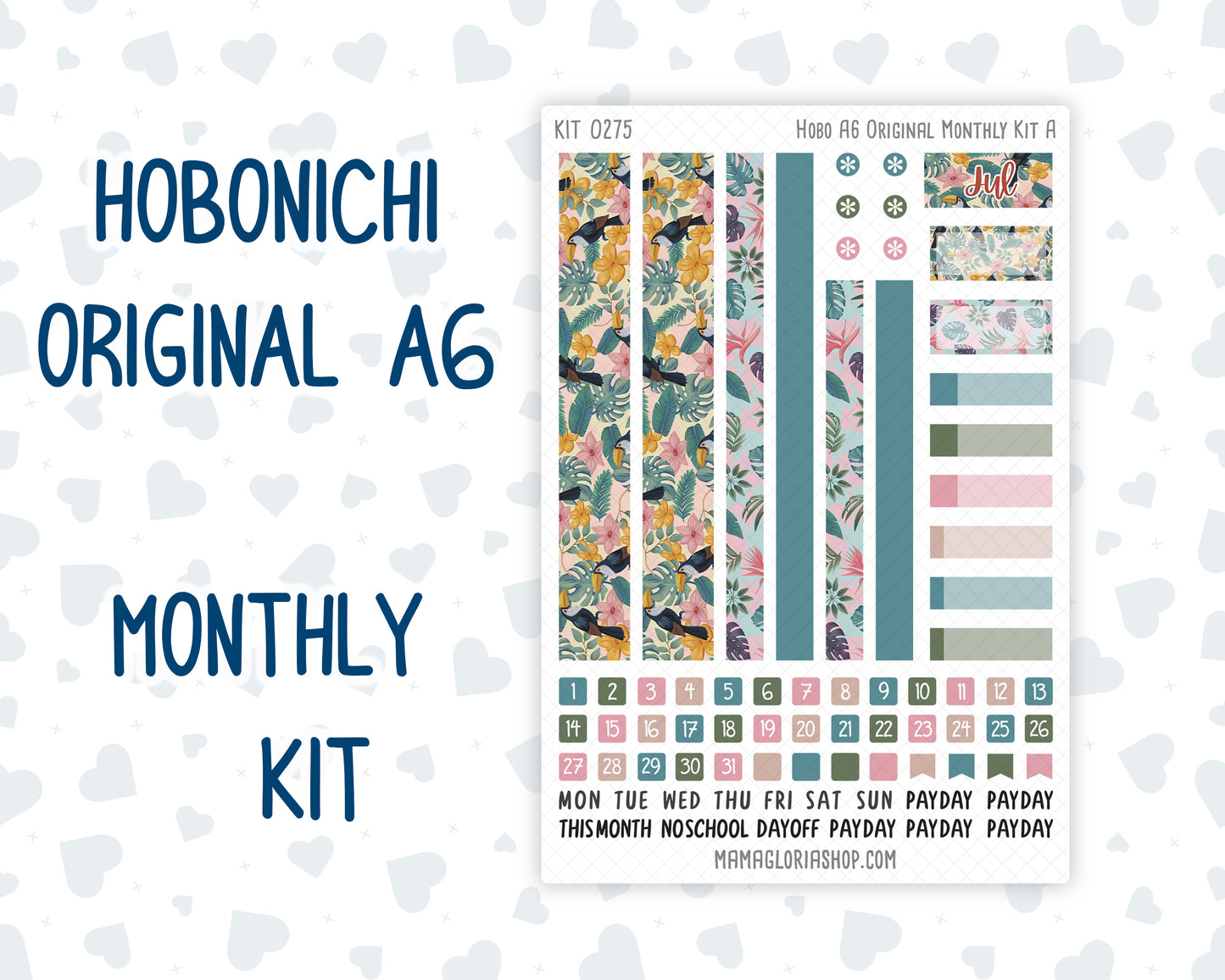 Kit 0275 - A6 Hobonichi Original - Monthly Kit - July - Tropical Safari Blush